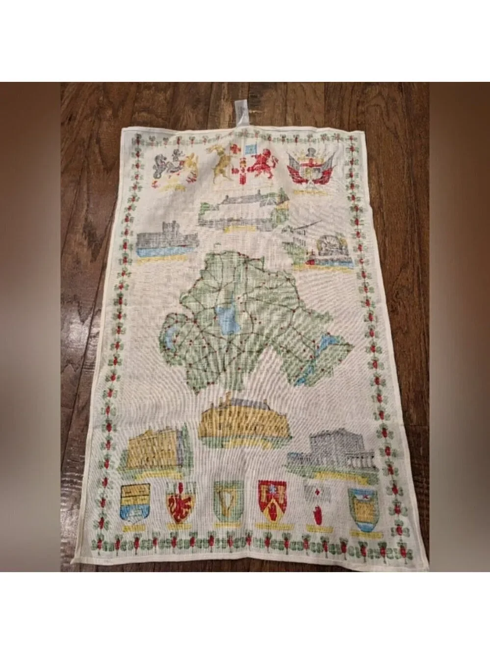 Vintage Ulster Irish Linen Tea Towel Wall Hanging Northern Ireland - IE